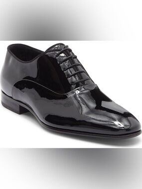 New BOSS Patent Leather Lace Up Oxford Dress Shoes Formal Black Sz 6.5